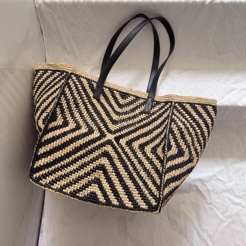 Oversized large Raffia straw t - Crochet Bag Raffia recension och pris