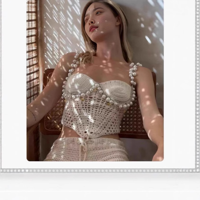 Sexy Beading Crochet Crop Vest - Crop Top Crochet recension och pris