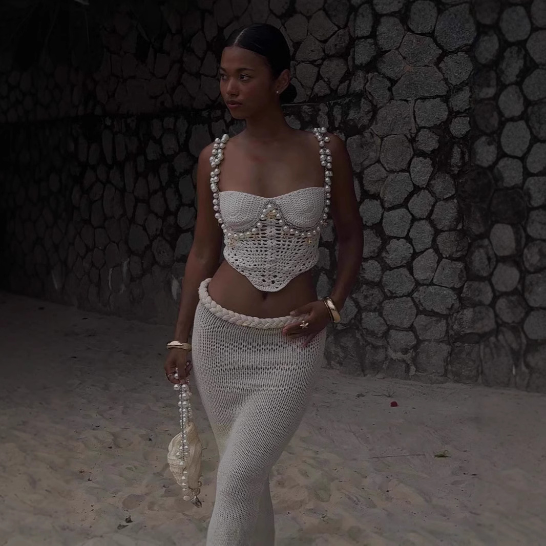 Sexy Beading Crochet Crop Vest - Crop Top Crochet recension och pris