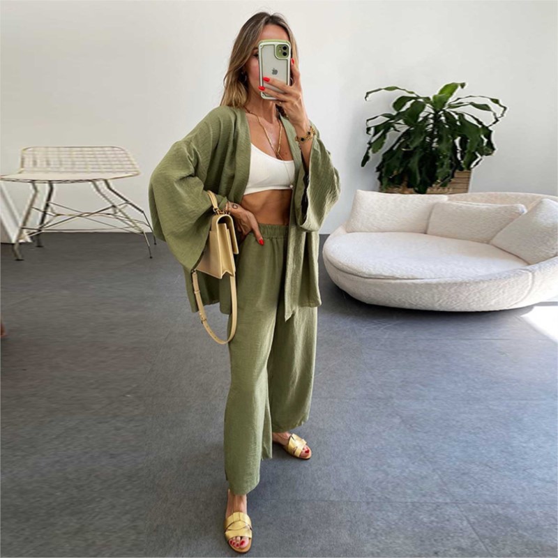 Women's Linen Trouser Suit Wit - Linen Pant Wide recension och pris
