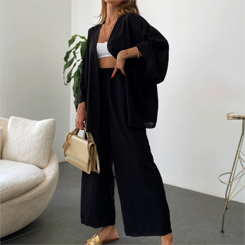 Women's Linen Trouser Suit Wit - Linen Pant Wide recension och pris