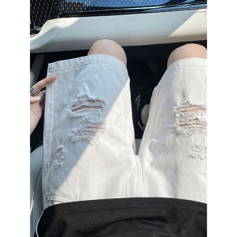 Mens Elastic Drawstring Waist  - Shorts Denim Frayed recension och pris