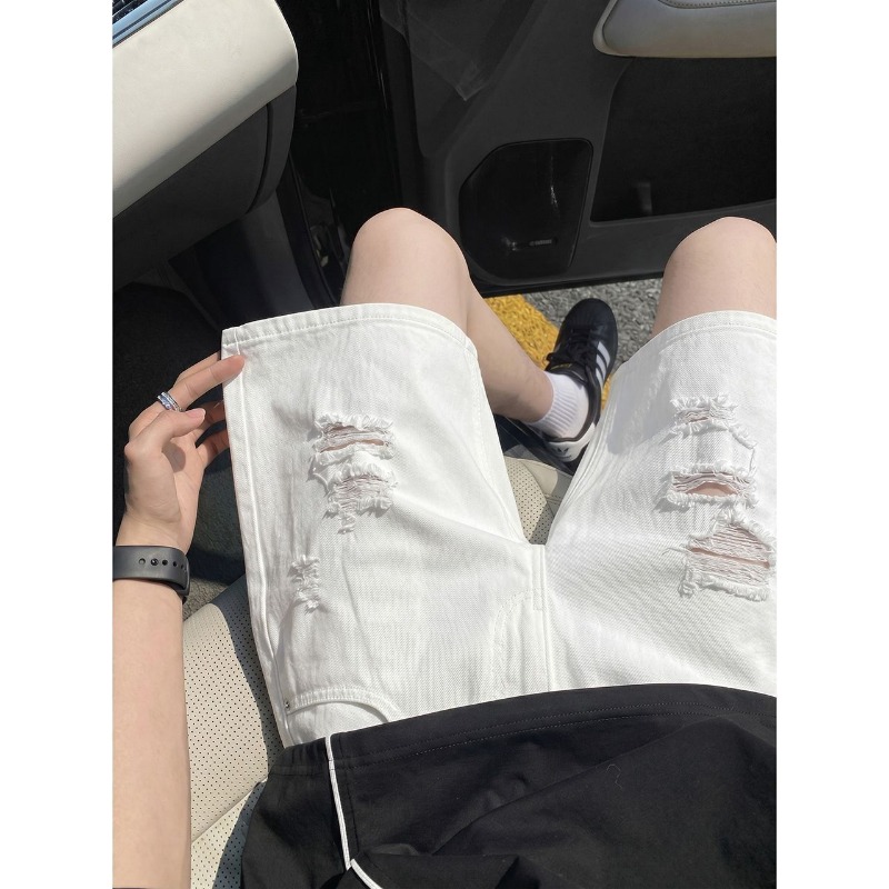 Mens Elastic Drawstring Waist  - Shorts Denim Frayed recension och pris