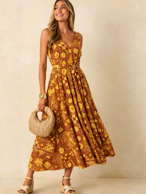 Summer 2026 Large Size Floral  - Linen Dress Wrap recension och pris