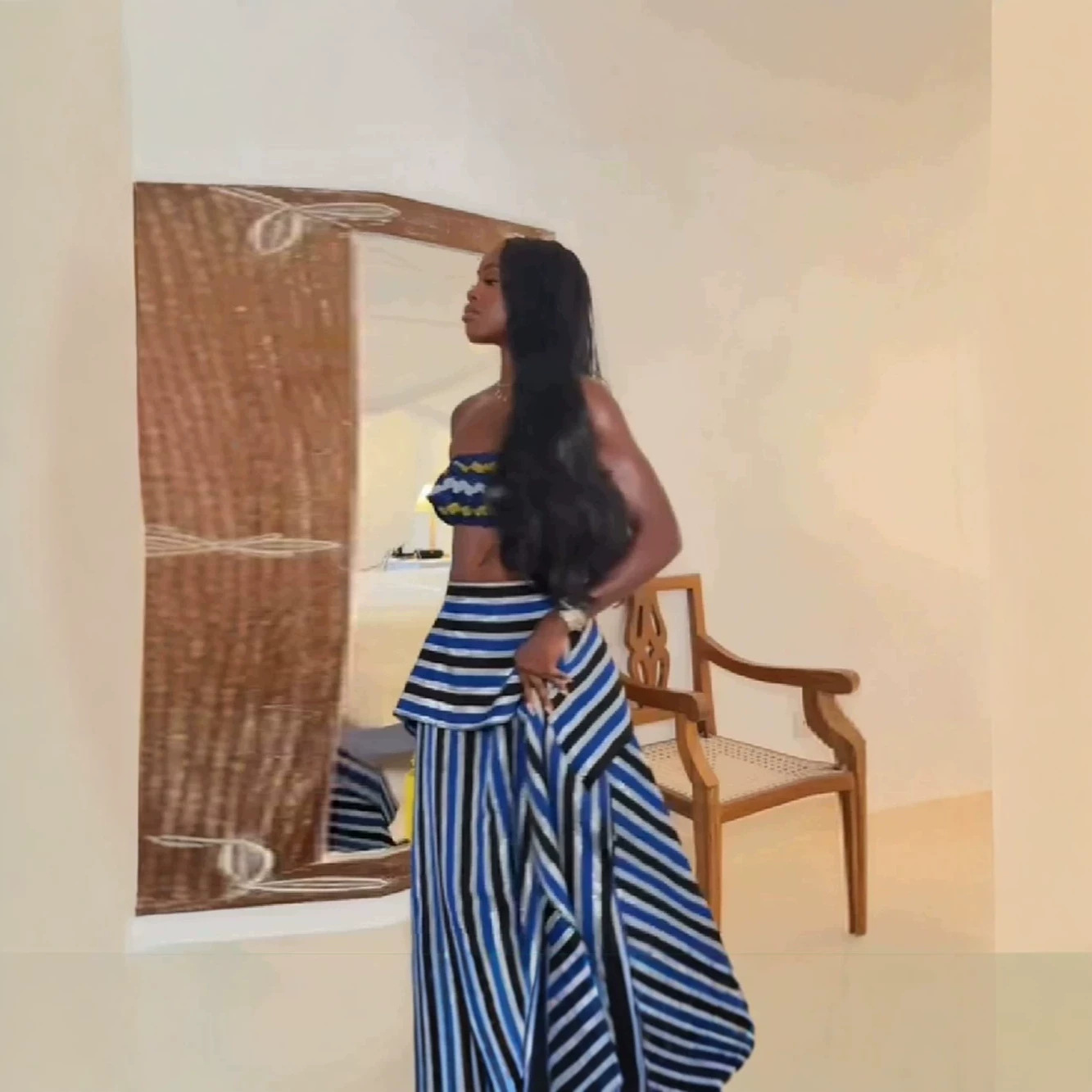 Wind-striped Strapless Dress S - Crop Top Crochet recension och pris