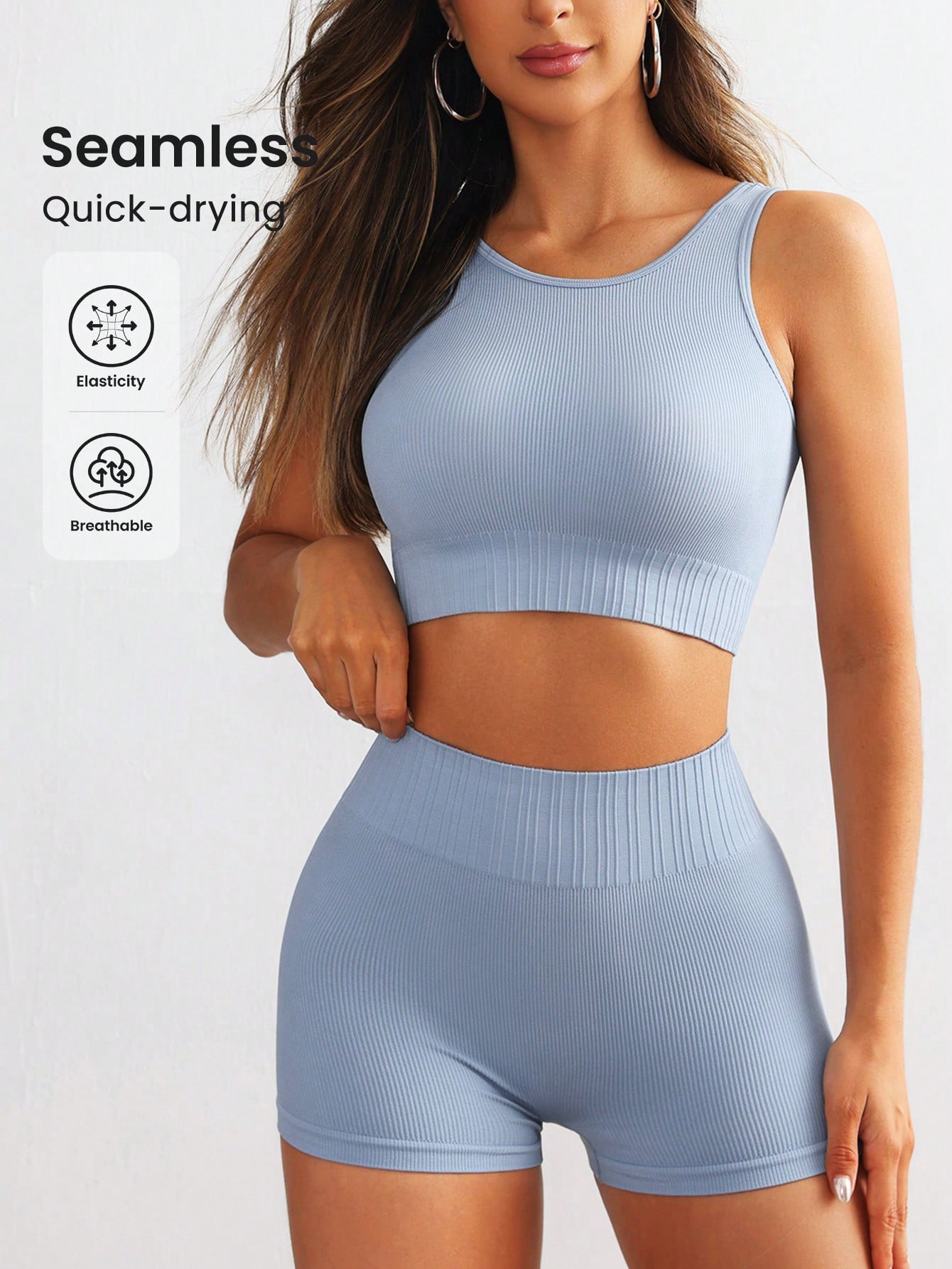 Women Seamless Ribbed Yoga Set - Crop Top Crochet recension och pris